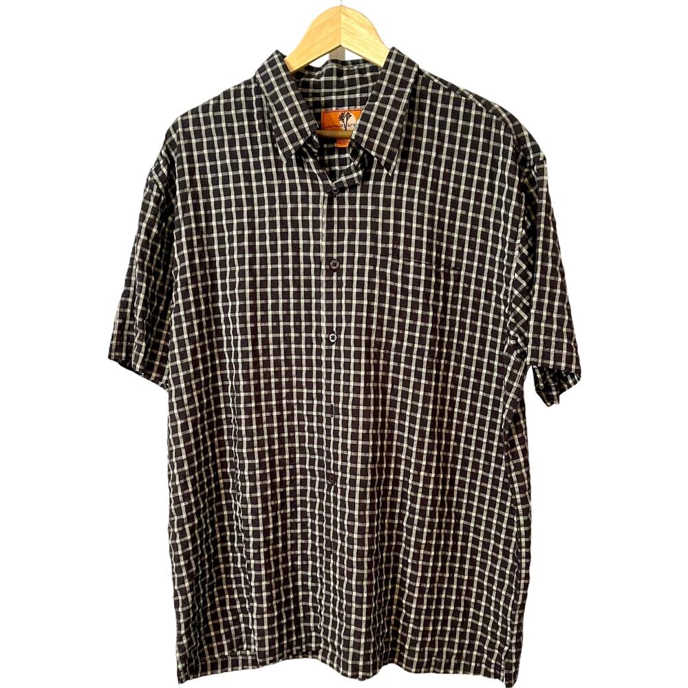 Joshua Tree Button Down Shirt Black Gingham XXL